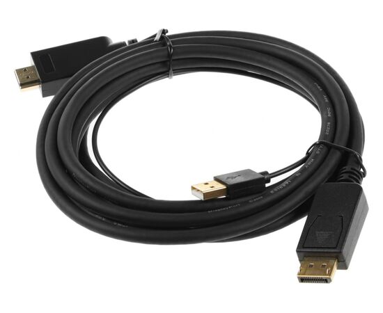  Кабель аудио-видео Buro HDMI (m)/DisplayPort (m) 3м (HDMI-DP-3M) Позолоченные контакты черный 
