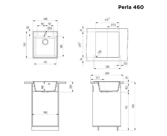  Кухонная мойка MAUNFELD Perla 460 MFQS-460LBG светло-бежевый 